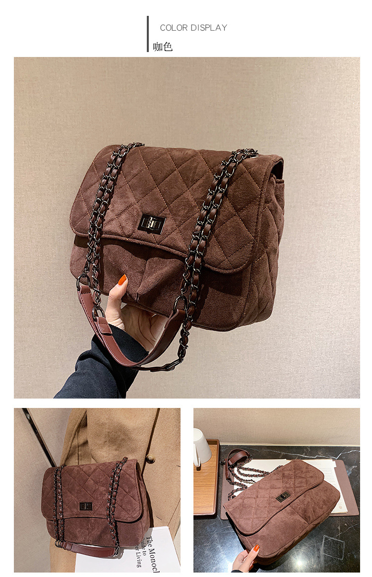 Autumn Retro Big Bag Matte High Capacity Shoulder Bag Casual Simple Diamond Chain Bag display picture 6