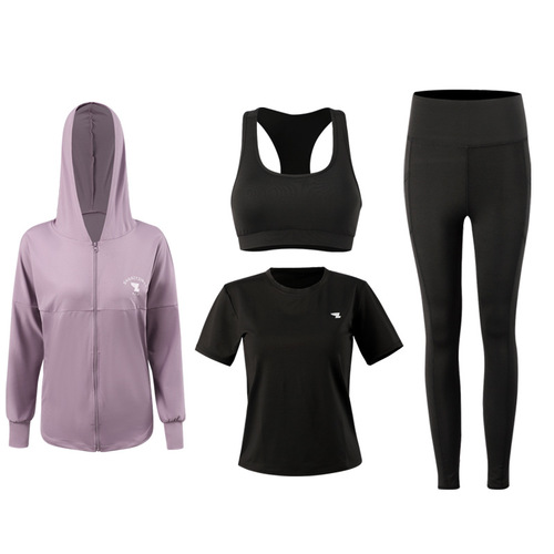 Women's Loose and Comfortable Sportswear Set with Zipper Hooded Quick-Dry Top, Flab-Hiding Large Size Fat Girl Yoga Clothes
