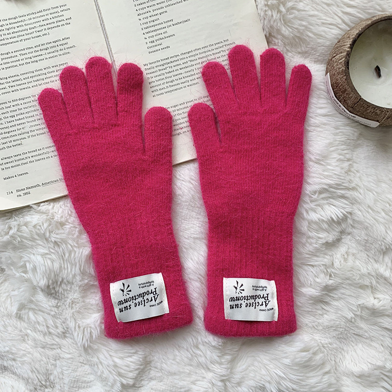 Guantes de invierno para mujeres lindos nuevos chic lana tejido arco pantalla táctil a prueba de frío dedos dedos de fuga guantes de bicicleta