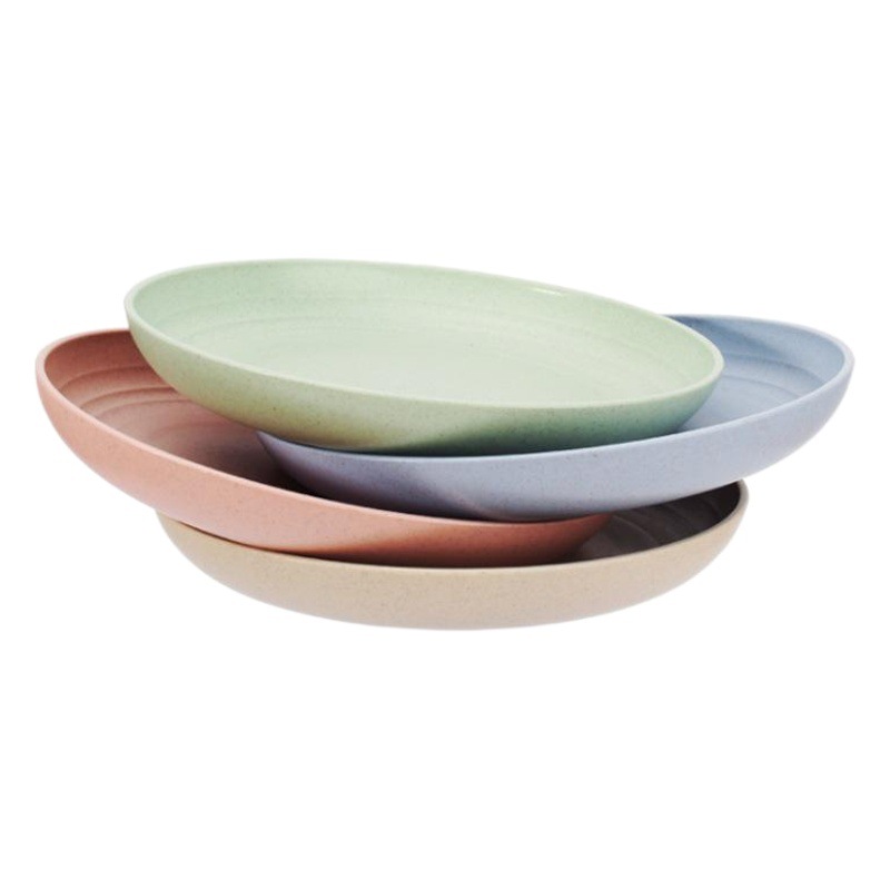 Wheat Straw Dinner Plate Dish Plastic Plate Japanese-style Plate Round Household Fruit Dumpling Plate Tableware suit