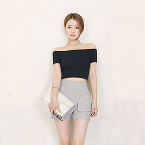 Cross-border women's clothing wholesale 2024 spring and summer new one-shoulder sleeveless T-shirt Korean style women's bare-chested top