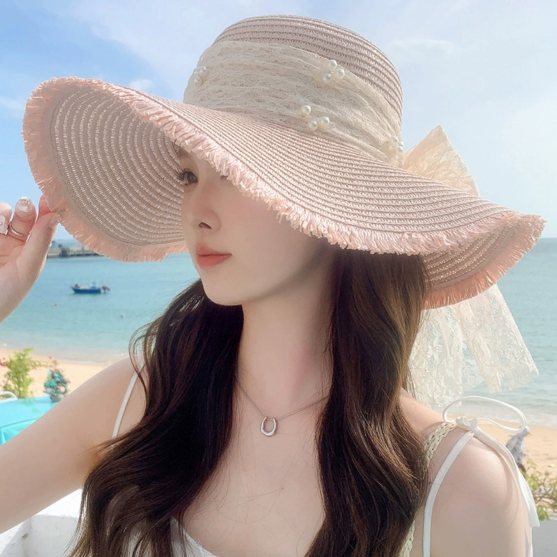 Beach breathable summer sun hat for photo sessions solar-powered from pearl, sun protection