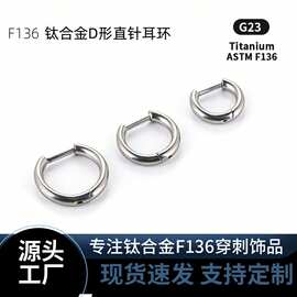 钛合金直针耳圈D环耳环时尚个性气质男女款耳饰素圈D圈耳环饰品