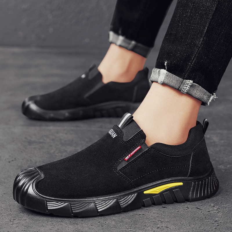 Otoño nuevos zapatos de protección laboral, zapatos de trabajo antideslizantes de suela gruesa, zapatos de trabajo de moda, zapatos casuales para hombres