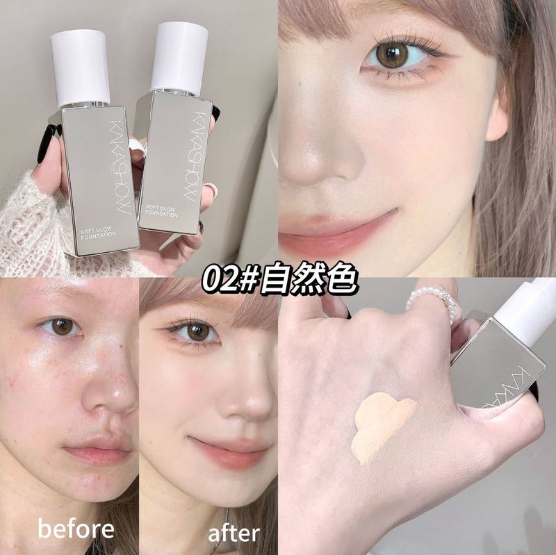 Kakashow柔らかい光のファンデーションの液体ははっきりしていて、自然に化粧を持っていません。|undefined