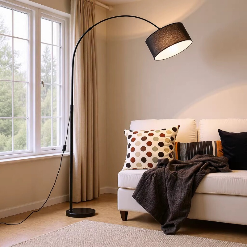 Cross-Border Exclusive Supply of Curved Floor Lamps for Bedroom and Living Room, Led Dimmable, Minimalist Fishing-Style, Ins-Style, Light Luxury Bedside Lamp, Adjustable