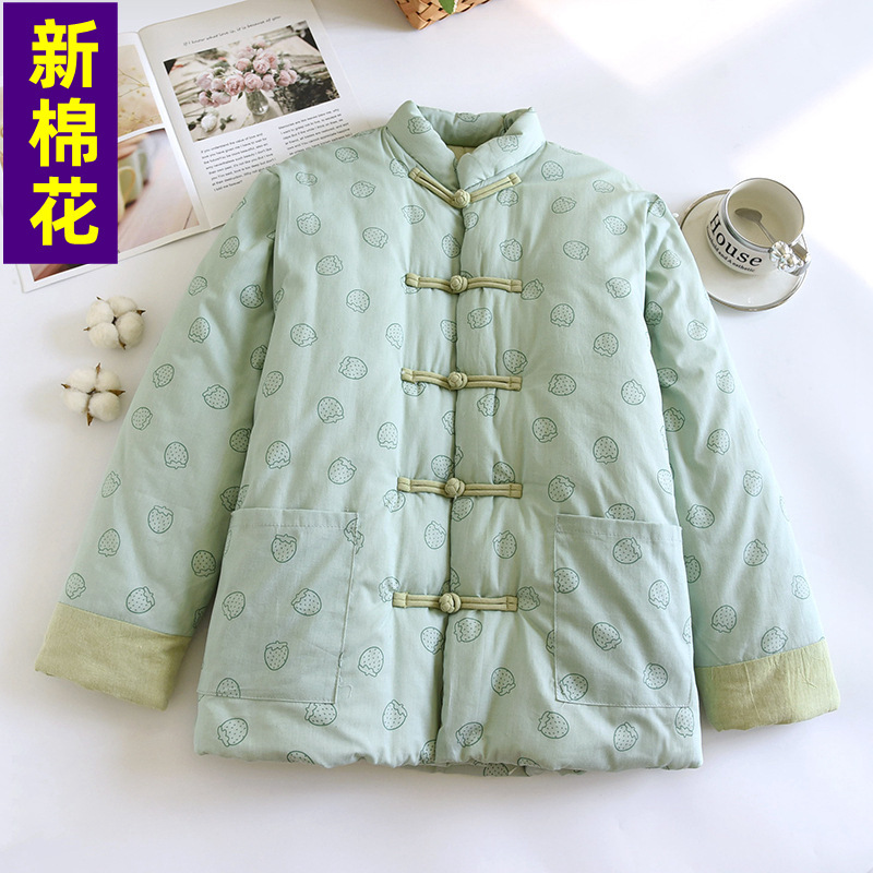 60冬季羽绒棉中式女装中老年保暖外套加厚棉袄纯手工棉花棉服宽松