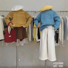 韩系儿童针织毛衣2025冬季新款女大童慵懒渐变色套头毛衣外贸童装