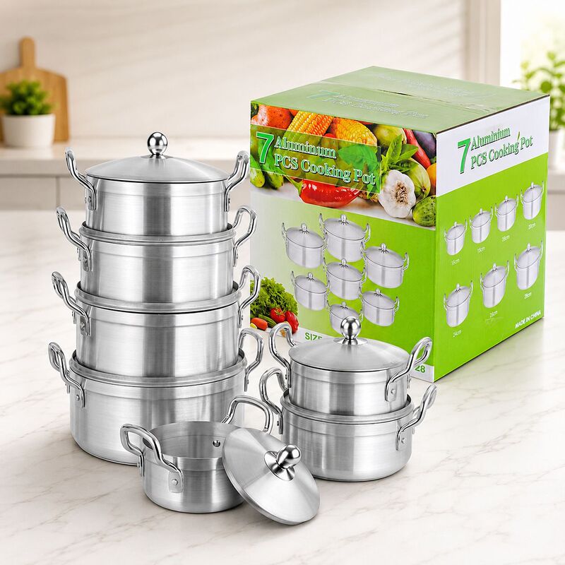 Heavy Aluminum Pot Set South American and African Sandblasted 7-Piece Aluminum Cookware Set Heavy Aluminum Pot Set South American and African Sandblasted 7-Piece Aluminum Cookware Set