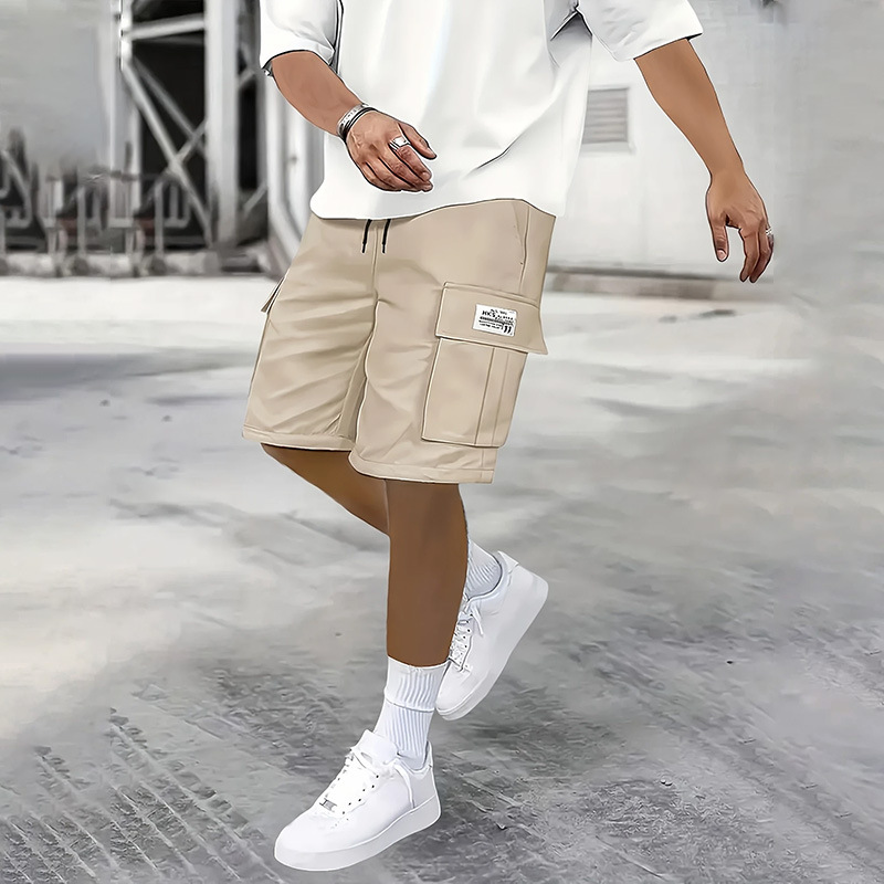 Cross-border European Size Men's Summer Casual Shorts Trendy Brand Workwear Straight Pants Casual All-match Solid Color Pants Men