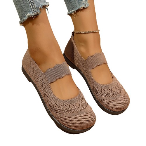 Women's Casual Flat Shoes for Middle-Aged Mothers, Breathable One-Piece Sneakers, Leisure Sports Shoes, Old Beijing Style Cloth Shoes