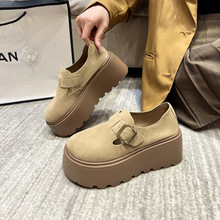 2025秋冬季新款复古松糕跟勃肯鞋时尚简约厚底单鞋休闲一脚蹬女鞋
