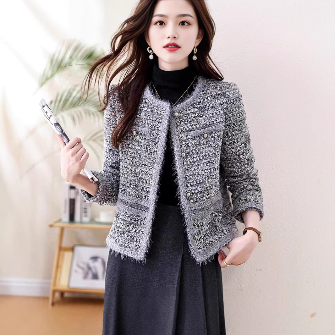 Mall Same Style Women's Autumn New Heavy Woven Tweed Short Jacket Top