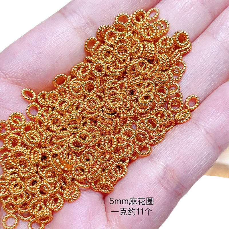 S925银镀24K金麻花圈盘缠圈手链项链串饰diy配件手工隔珠半成品|undefined