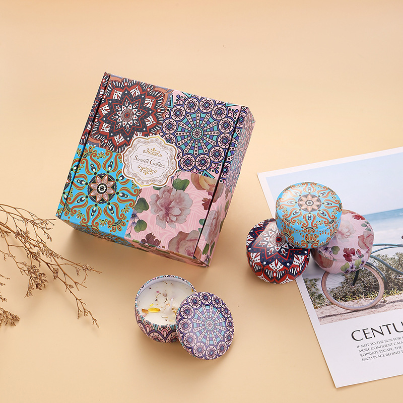 Velas de aromaterapia, ambiente, decoración de fragancias para el hogar de larga duración en interiores, souvenirs, caja de regalo de velas de flores secas transfronterizas