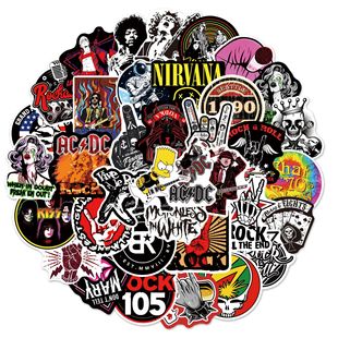 54 pieces rock music graffiti stickers travel case guitar car computer waterproof PVC stickers