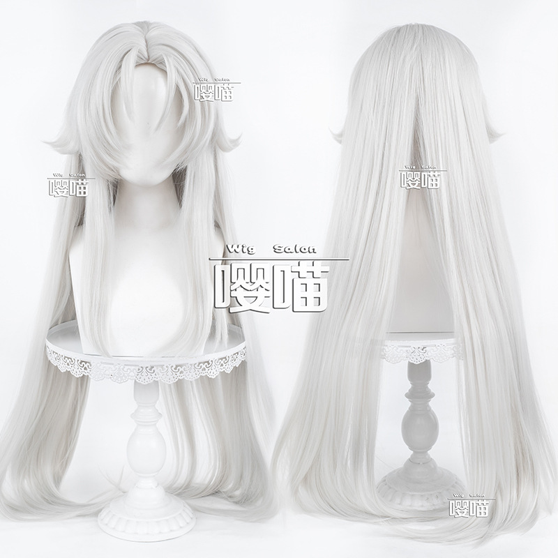 Yingmeow Dracula Cosplay Wig with Realistic Scalp, Silver-White Long Straight Hair