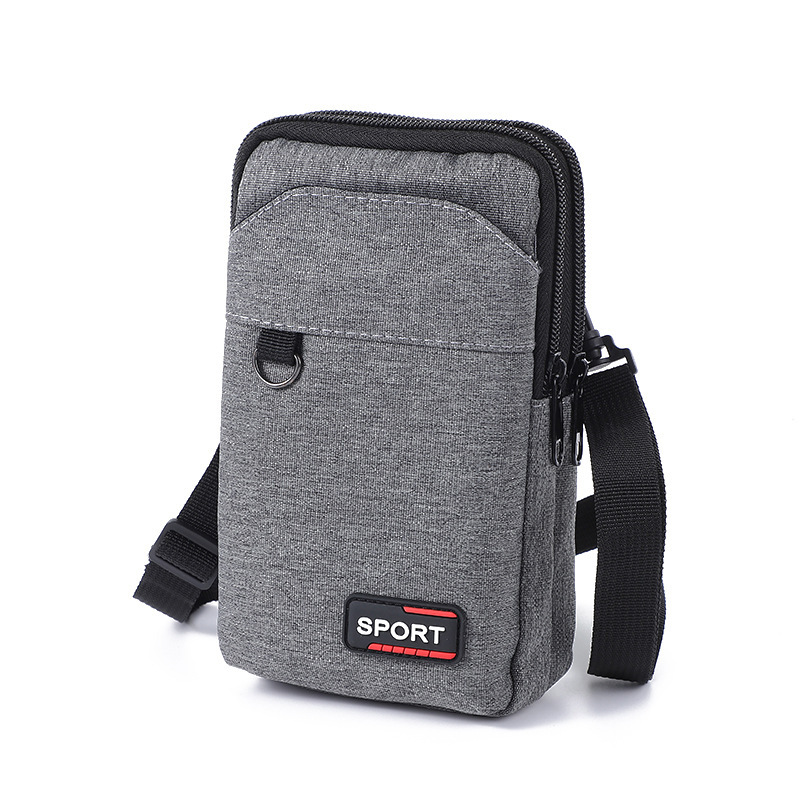 Business Fashion Canvas Bag New Outdoor Crossbody Storage Phone Solid Color Simple Multi use Men's Waist Bag in Stock