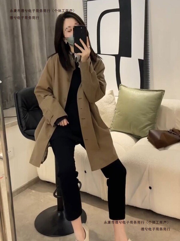 Trendy Mid-Length Trench Coat for Petite Women, Early Spring and Autumn Style, 2025 Color, Free Shipping