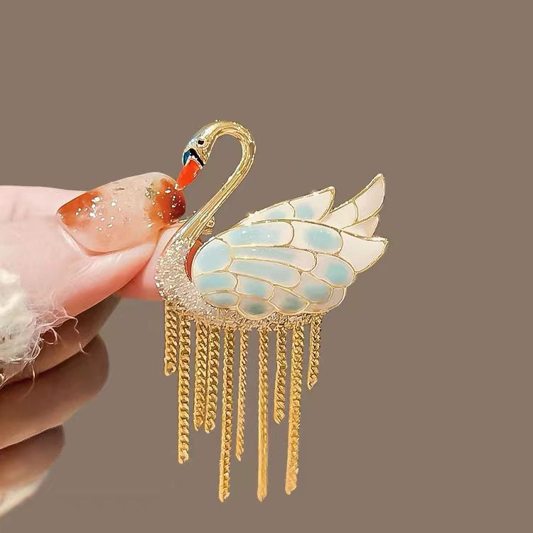중국 스타일 백조 술 브로치 우아한 동물 핀 새로운 에나멜 세트 자켓 코르세이지 액세서리