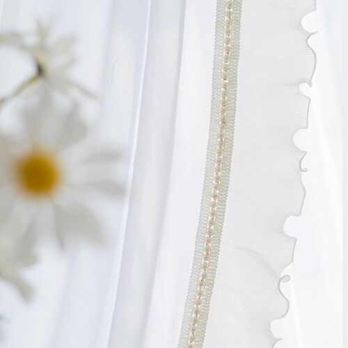 Light luxury curtain lace standing edge white pearl lace window screen decoration wide edge splicing embroidered pillow side single edge velvet