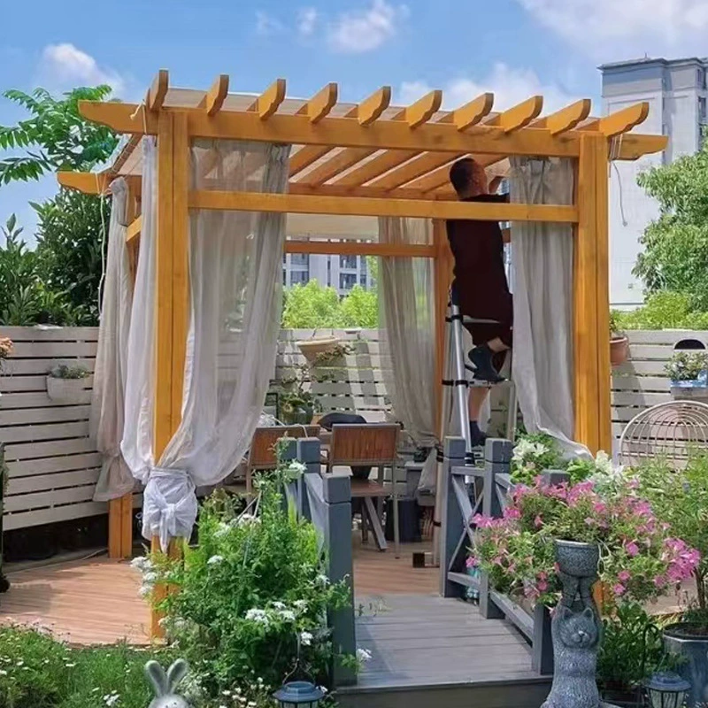 Антикоррозийная деревянная виноградная полка двор наружная беседка лазать ротанг карбид деревянный павильон открытый коридор навес сад
