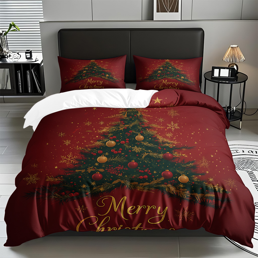 TEMU / JIT impresión digital transfronteriza HD Navidad pro piel suave colcha de cama kit para diseñar venta directa de fábrica