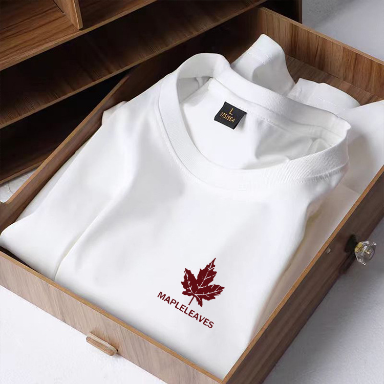Verano de Hong Kong blanco cuadrado seda de hielo de cuello redondo camiseta de hombre impresa casualidad vintage camiseta de pareja