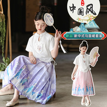 新中式马面裙女童汉服裙子套装夏装国风唐装儿童演出服艾莎公主裙