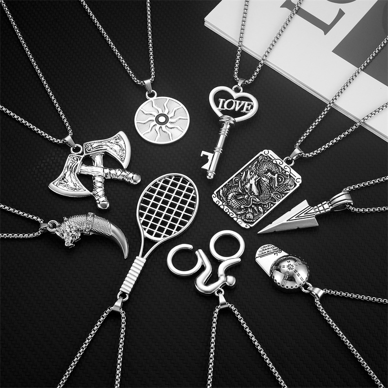 Huayue Cross-Border Popular Hip-Hop Style Personalized Necklace for Men, High-End Trendy Versatile Sweater Pendant Accessory Huayue Cross-Border Popular Hip-Hop Style Personalized Necklace for Men, High-End Trendy Versatile Sweater Pendant Accessory