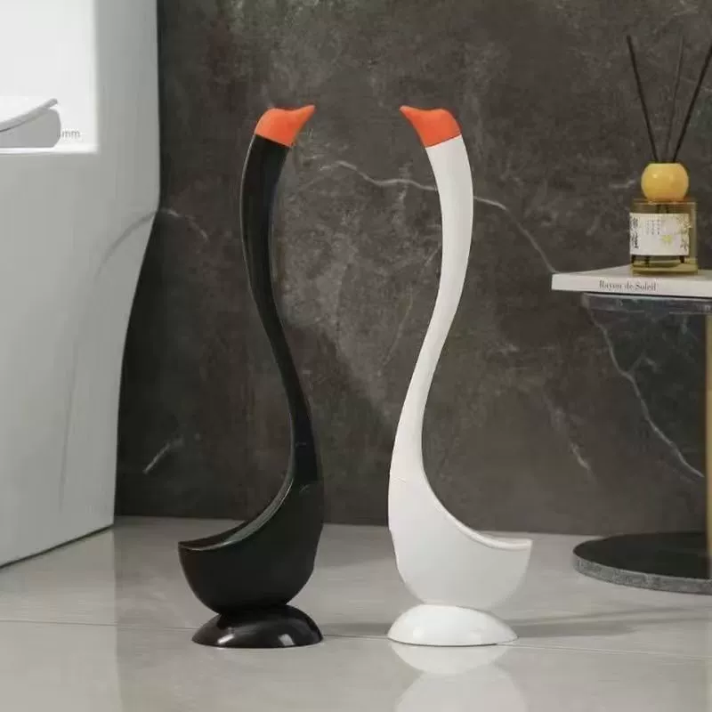 Туалетная щетка в форме лебедя для дома, без мертвых зон, с длинной ручкой и подставкой, набор для чистки ванной комнаты