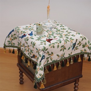 British retro style parrot tablecloth cotton linen photo atmosphere bedside table protection pad dust pad