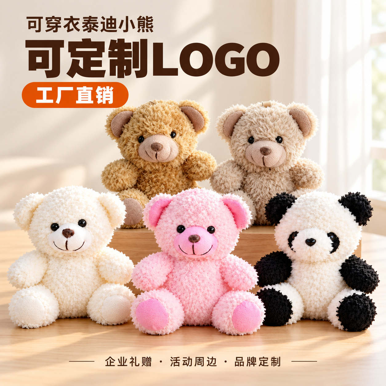 Cartoon Teddy Bear Plush Toy Keychain Bag Pendant Wedding Favor Doll Wholesale