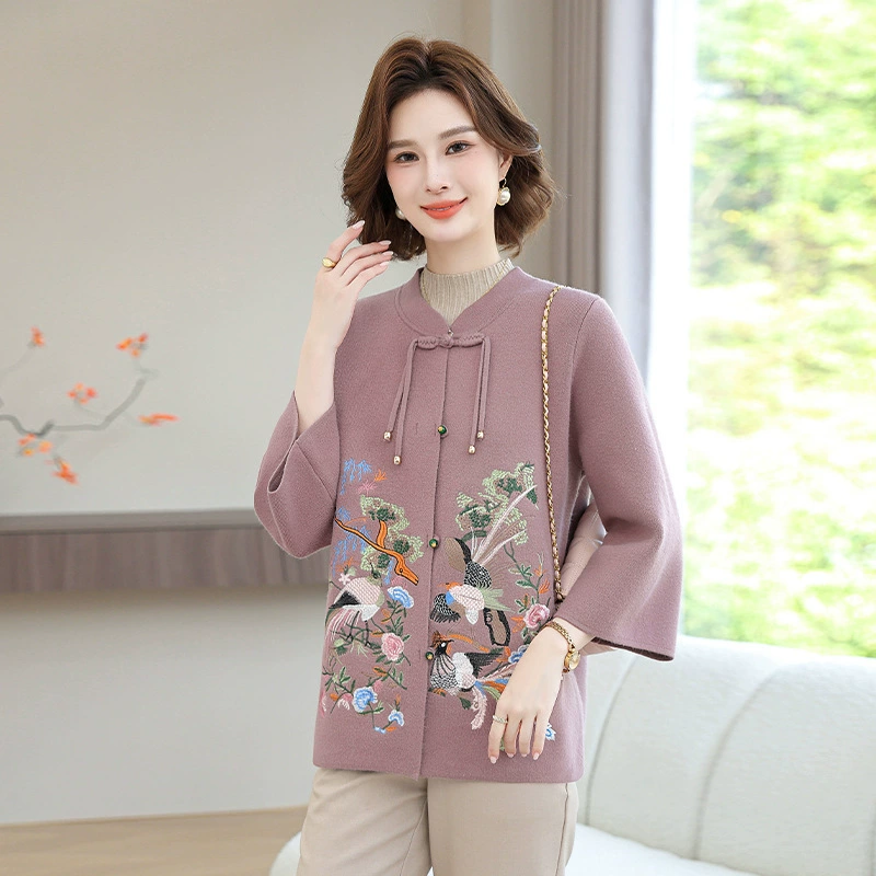 Молодая мама осенняя куртка Короткий трикотажный топ для пожилых женщин весной и осенью свитер носить кардиган с длинными рукавами
