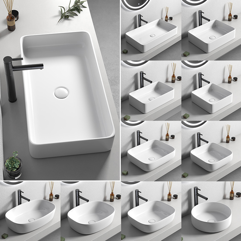 Mesa nórdica cuenca sola cuenca del hogar lavabo de cerámica Mesa cuenca baño cuadrado lavabo balcón lavabo
