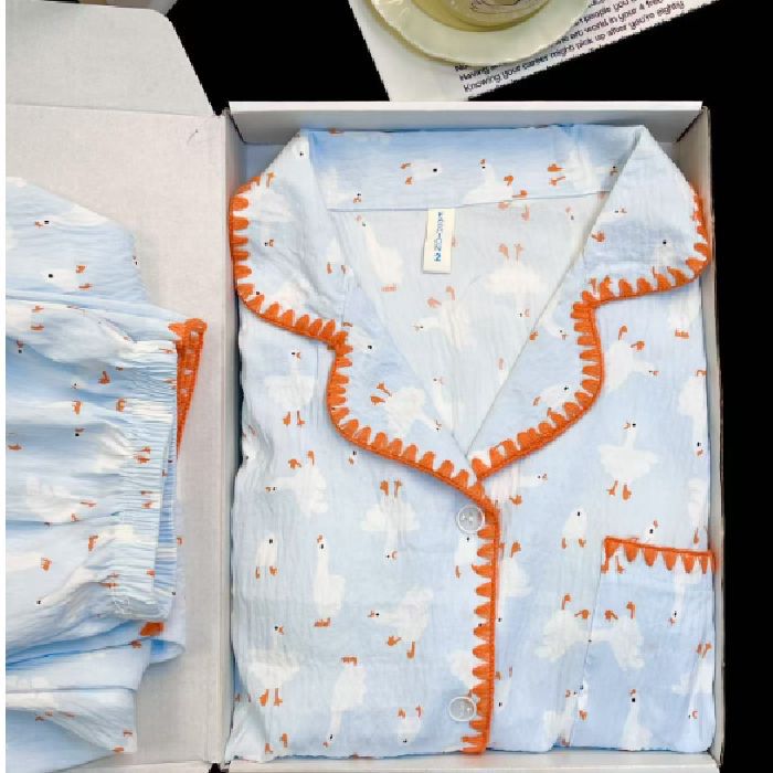 Chatter en vivo explosión con cojín de pecho primavera y otoño dulce nubes algodón de manga larga pijama de niñas estudiantes set de ropa de hogar