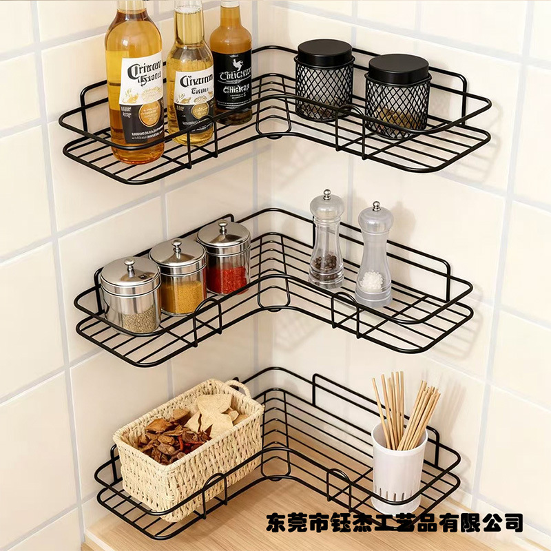Bathroom Storage Rack, No-Drill, 304 Stainless Steel, Corner Shelf for Bathroom, Wall-Mounted Kitchen Corner Storage Rack
