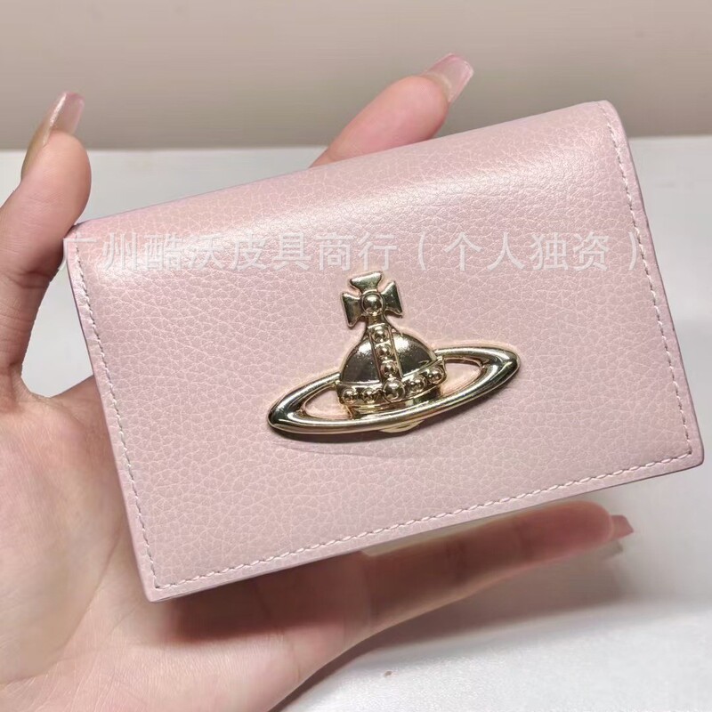 新款西太后卡包钱包土星珠光皮金标logo荔枝纹大简约潮流|undefined