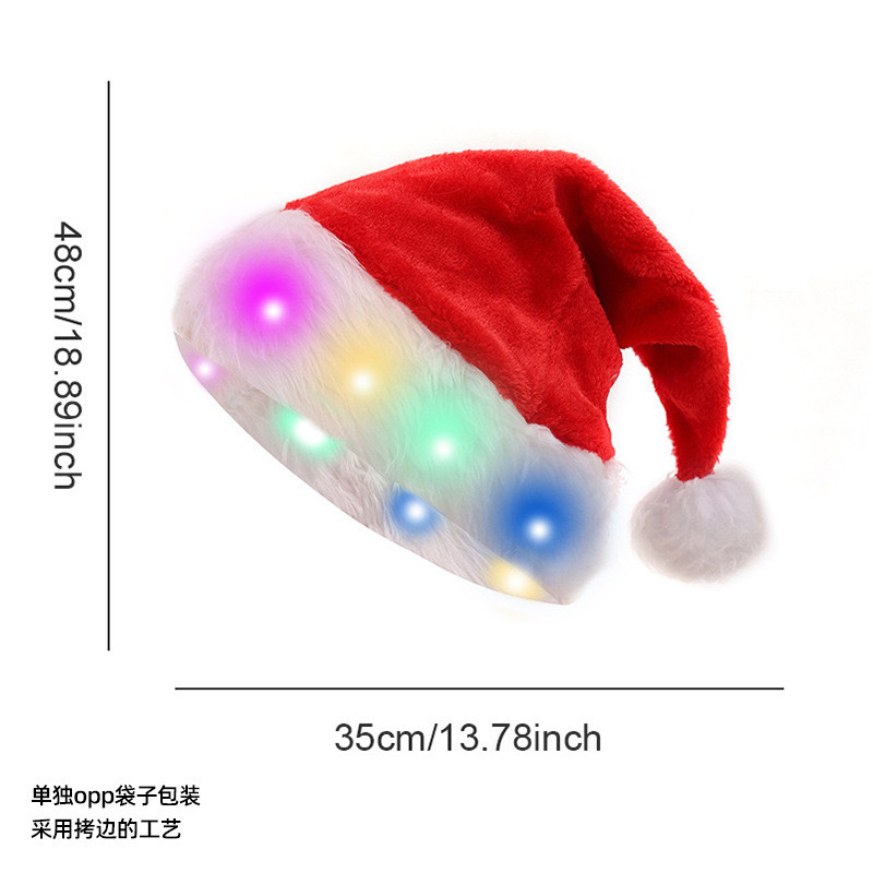 クリスマス装飾用品高級クリスマス発光短いぬいぐるみ帽子クリスマス成人クリスマス帽子パーティー衣装|undefined