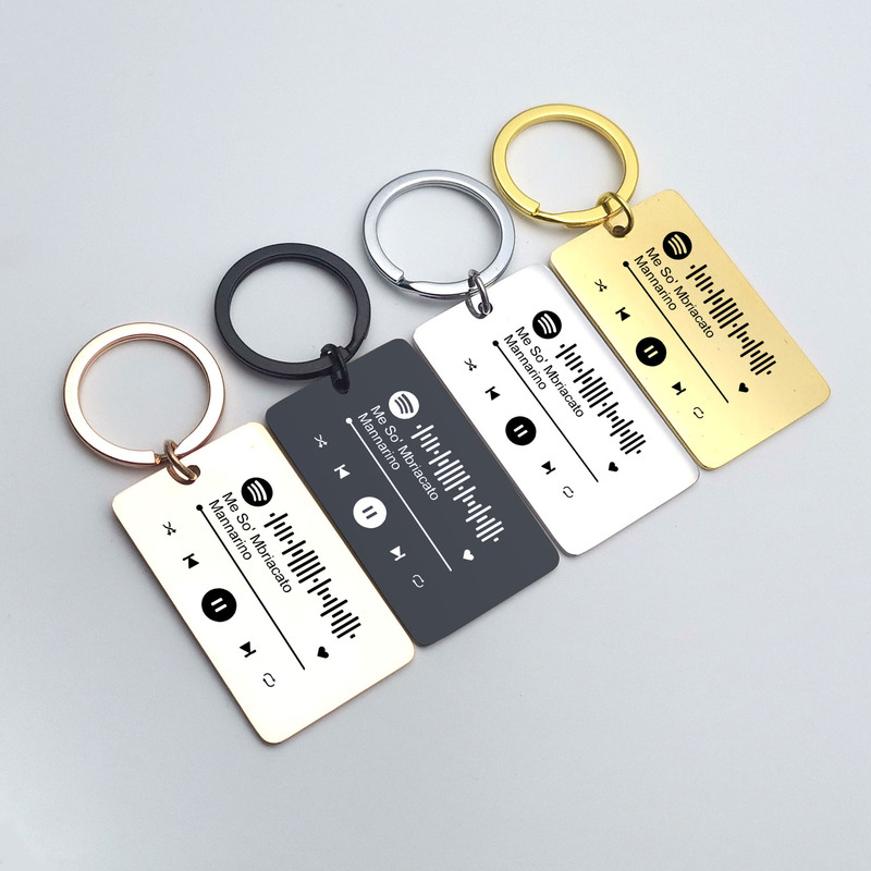 Cross-border supply favorite songs singer Spotify code Music stainless steel scan code keychain