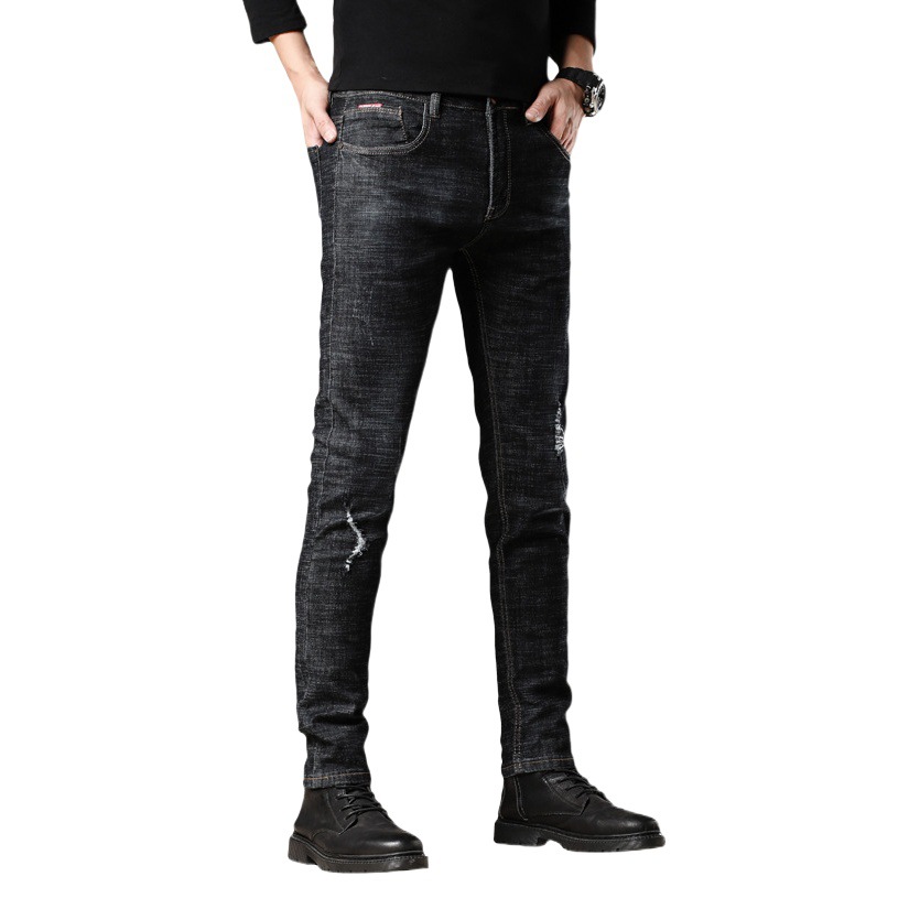 Marca de moda coreana stretch jeans todo partido slim fit lápiz pantalones de primavera y otoño 2023 nuevo suave y cómodo lápiz pantalones para hombres