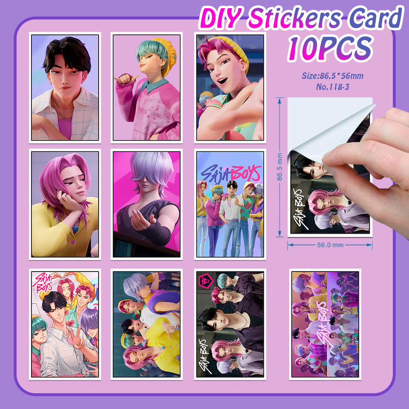 10张/套卡通动漫创意贴纸KPOP猎魔女团沙加男团防水卡贴文具贴纸|undefined