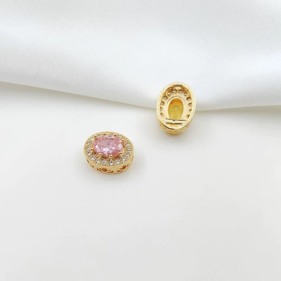 Pearl Bracelet Beading Material: Zərgərlik ara hissələri - style-11-pink-zirconium-11135mm-gold