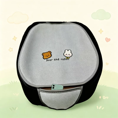 Summer Car Seat Cushion Linen Breathable Cooling Pad for Women, Car Interior Single Piece Cartoon Cute Universal Seat Cover for All Seasons (Seat cushion, seat cover) - four-seasons-linen-versionbear-and-rabbit-cushion-lower-seat