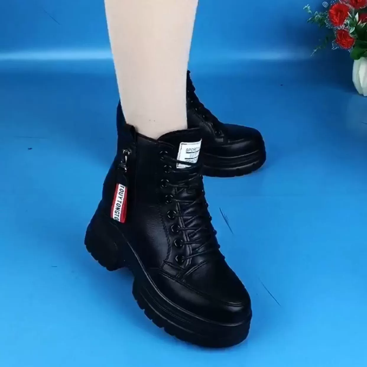 Зимние ботинки (Martens) утепленная подошвенная лоу-ботинка, тёплые, коллекция 2022