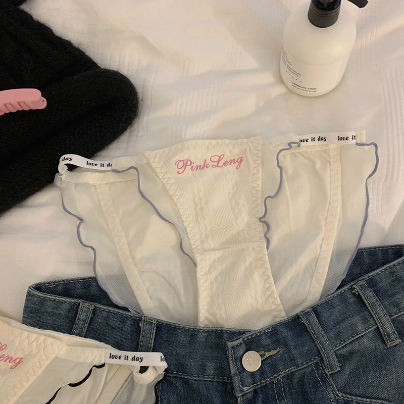 Creamy pastoral style prank underwear women's low waist sexy breathable girls breathable underwear women