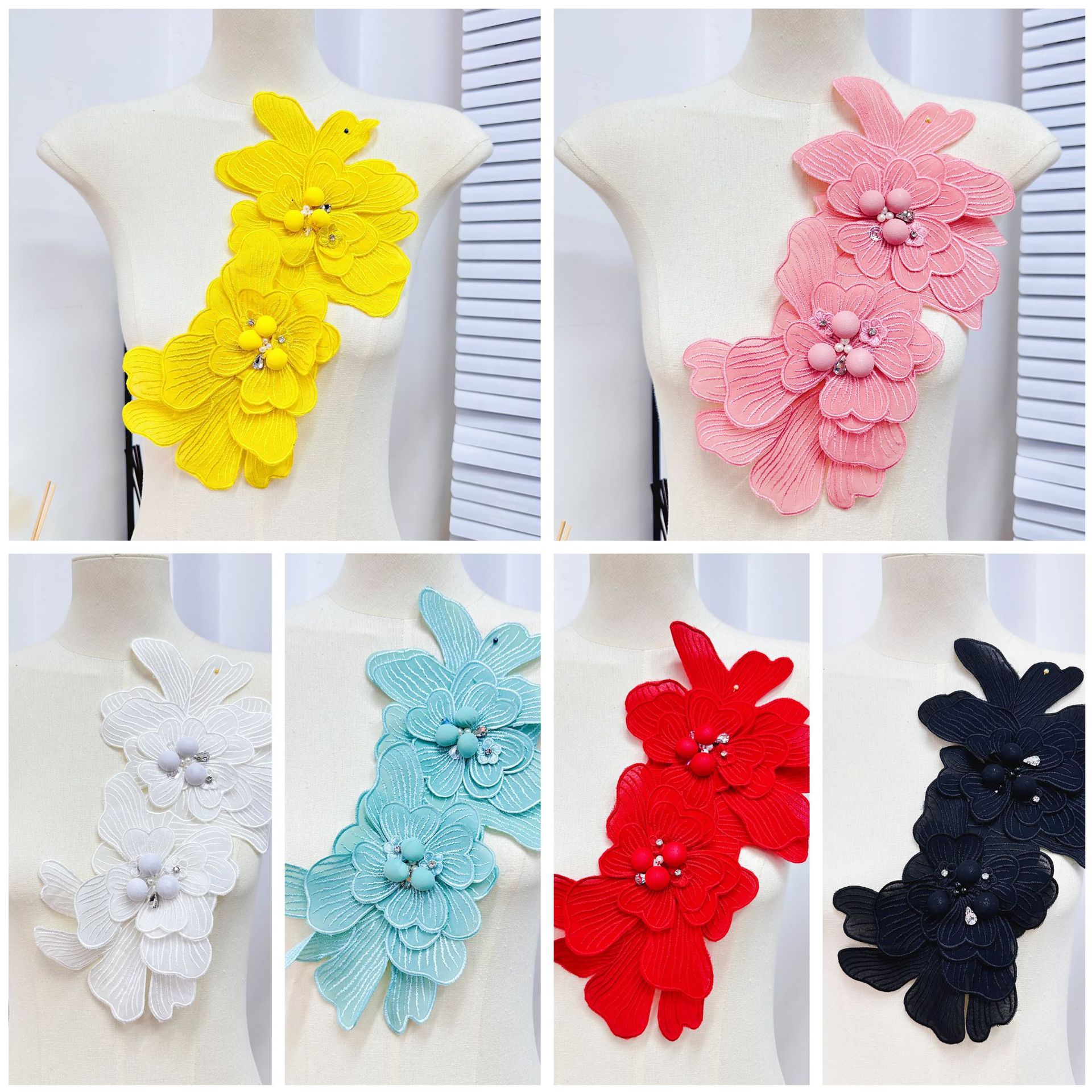 Parches de tela floral, broches y apliques de ropa con bordado de cuentas, accesorios DIY para vestidos de novia y faldas, superventas transfronterizos. image 1