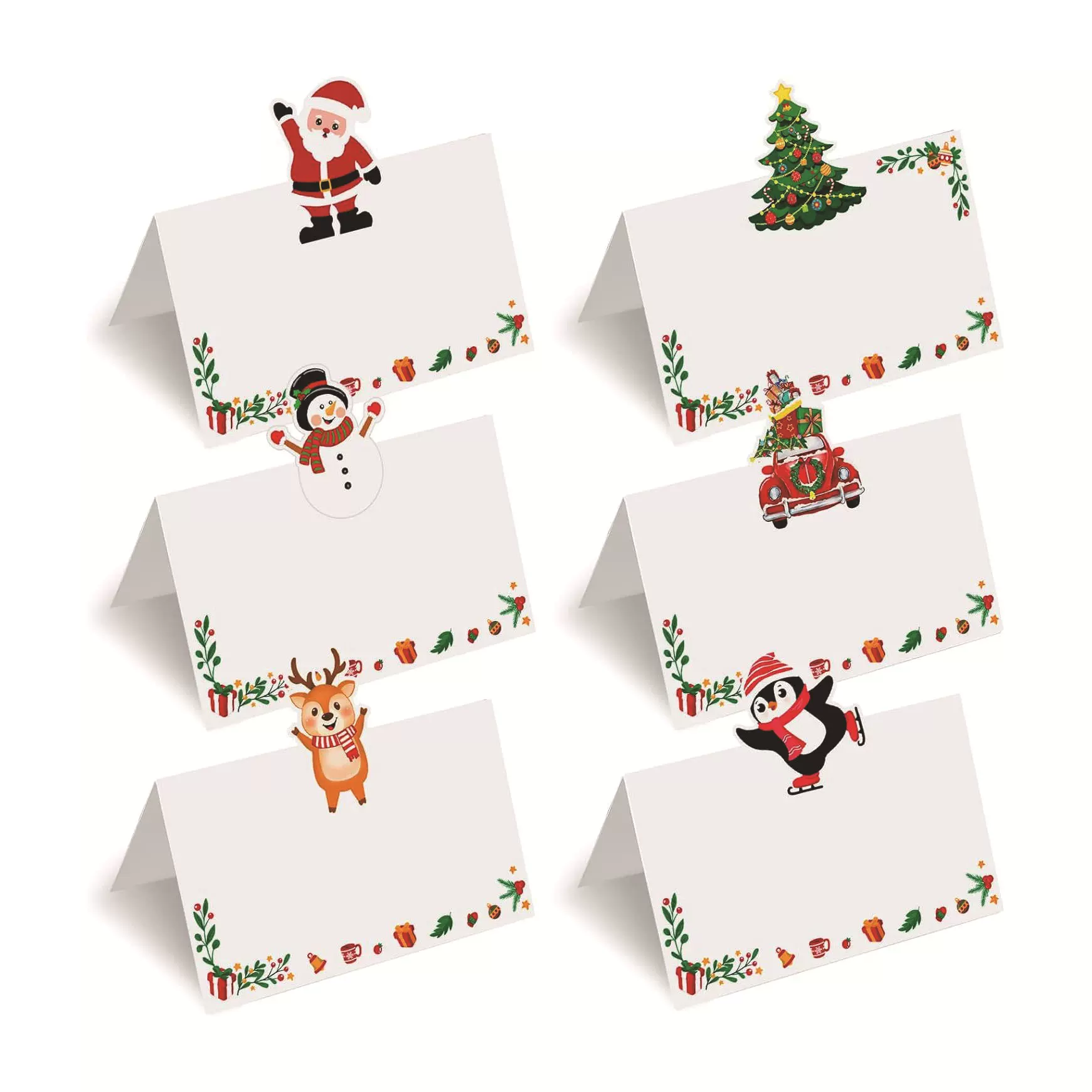 跨境姓名帐篷卡桌卡圣诞派对装饰晚餐卡圣诞场所卡片桌面设置卡