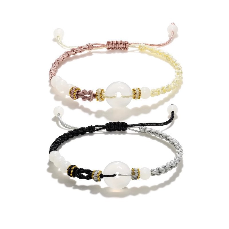 Imitation Chalcedony Safety Buckle Bracelet, Simple New Chinese Style Hand-Woven Bracelet, Fashionable and Versatile Couple Bracelet