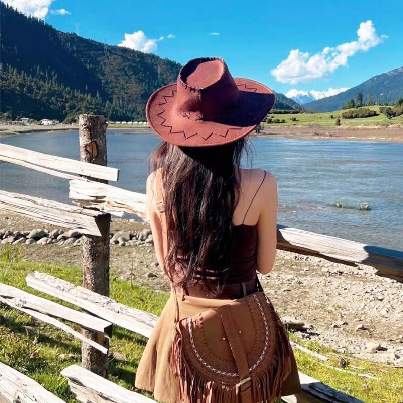 Cappello da cowboy western a tesa larga stile retrò unisex_voghion.com
